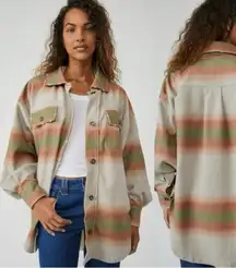 Free People XL Western Bohemian Printed Ruby Jacket Shacket Mazipan Serape Ombre