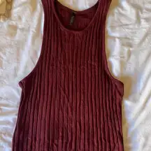 Ribbed Knit Maroon Tank Top