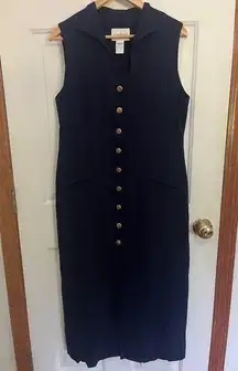 Vintage Carroll Reed Navy Blue Buttoned Dress Made In USA