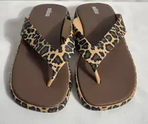 Melissa Leopard Print Platform Flip Flops Size 8 USA Vegan Made in Brazil