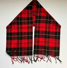 Christian Dior  Vintage Red Black Plaid Fringe Scarf