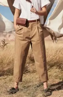 Banana Republic Pleated Crop Authentic Chino Relaxed Fit Baggy Trouser Size 8