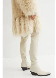NWT H&M Innovation Co-Exist Story Thigh-High Boots in Cream | Size 6