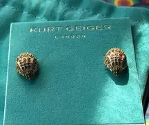 Kurt Geiger Gold Textured Stud Earrings