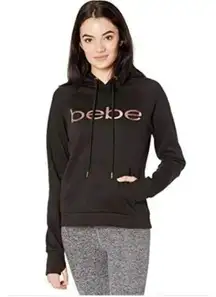 BEBE Sports Black with Rose Gold Sport Logo Hoodie Sz 1X