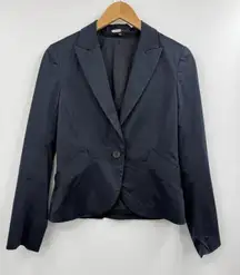 Theory Nana Blazer Womens 8‎ Navy Pinstripe Single Button Single Breasted Jacket