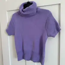 Saks Fifth Avenue Women's Size S Short Sleeve Turtleneck Sweater Lavender Purple