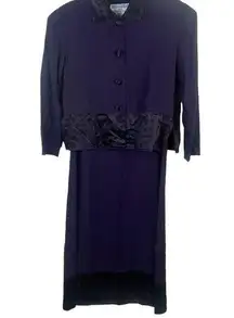 VTG Jessica Howard‎ Petites Suit Dress Size 12 2 Piece Purple Jacket/Tank Dress