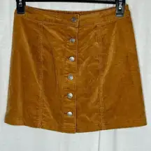 Ragstock Camel Brown Corduroy Button Front Mini Skirt Size Large‎ Casual