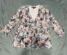French Connection Pink Floral Zip Up Blouse EUC M