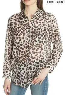 Equipment Femme Sz Small Silk Blouse Animal Print Button Down Shirt Long Sleeves