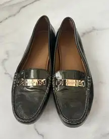 Coach  Olive Patent Leather Green Gray Loafers Size 6.5