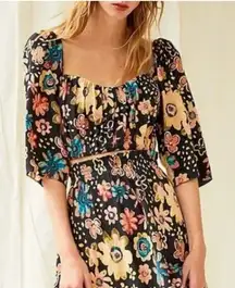 Aritzia | Le Fou Wilfred Samba silk floral puff-sleeve crop top