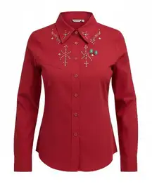 Wanted by Beads Beautiful Vintage Silk Western Shirt Studded Red Cowgirl Small*