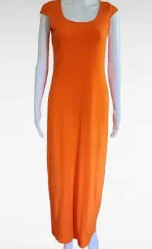 Pacific&Co Vintage NY& Orange Y2K Cap Sleeve Cutout Back T-Shirt Maxi Dress Size XS