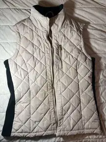 Calvin Klein Cream Black & Gold Quilted Gull Zip Vest