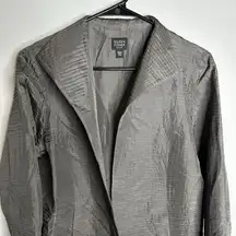 Women's Eileen Fisher Size PM‎ Grey Lightweight Cardigan Blazer 100% Silk