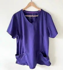 Purple Label Yoga Sz 2X V Neck Scrub Top Shirt Pockets Short Sleeve Stretch