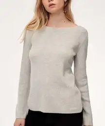 Babaton Aritzia Kitano Grey Ribbed Wool Blend Cross Back Sweater Size XS