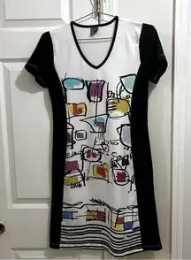 Simply Art by Dolcezza Abstract Graffiti Print Funky Dress Size Small ***