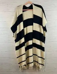 Fab'rik Black and Cream Color Block Open Front Cardigan Size S/M