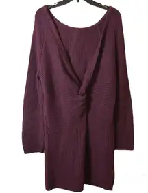 Twist knot Back Sweater Dress Merlot Purple Maroon Medium