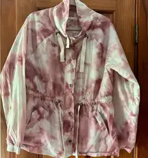 Maurices Tie Dye Jacket Windbreaker Women’s Large Pink Cinch Waist