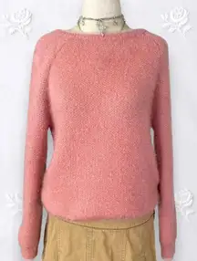 Goodnight Macaroon Coquette Fairy Blush Salmon Pink Fuzzy Sweater S