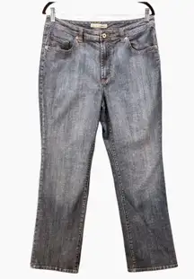 Chicos Womens Jeans Size 12 or 2 Bootcut‎ Platinum Denim Blue Embroidered Pocket