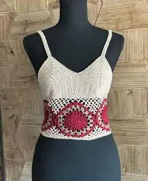 Womens Crochet Crop Top Tank Size M