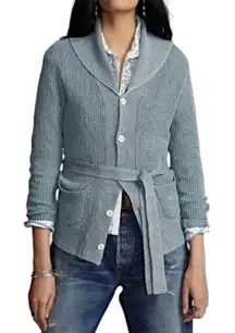 NWT RRL Double RL Ralph Lauren belted Shawl Collar Cardigan Sweater Indigo