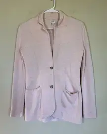 J.Crew Factory Knit Sweater Blazer‎ Womens Sz XXS Light Pink Cotton Career G9309