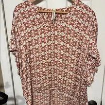 Anthropologie Red and White Floral Blouse