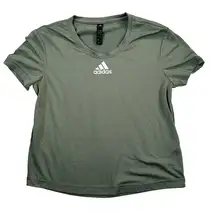 Adidas  Women's X-Small T-Shirt Green Short Sleeve Cropped Logo Athletic