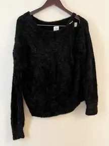 Koton Black Metallic Sparkle Sweater One Shoulder Buckle Detail Size Large