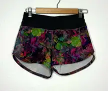 Lululemon Vivid Floral Tone Multi‎ / Graphite Grey Speed Up Mid-Rise Lined Short