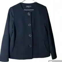 KOSPER blazer jacket black top snap front stretch lined casual work size 6