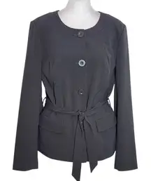 Venus Gray Button-Up Blazer with Sash Size 8 Venus Gray Collarless Blazer