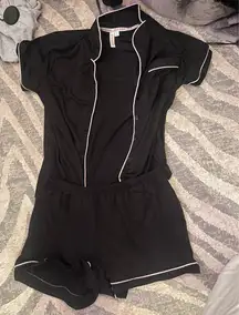 Auden black pajama set with pink lining XS