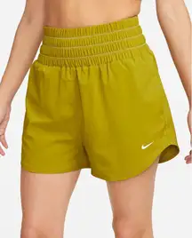 Nike One Womens Dri-FIT Ultra High-Waisted 3" Brief-Lined Shorts Moss Green S