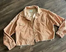 American eagle corduroy peach colored cropped jacket