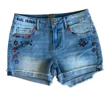 Denim Jean Shorts Stretchy Graffiti Womens  3 NWT