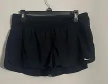 Nike Women's  Dri-FIT Running Black Lined Shorts  built in briefs Size Large 🟢