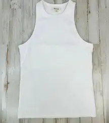 Madewell Highneck Ribbed Tank Top White Sleeveless Size XS Built In Bra