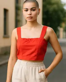 Farm Rio Red Sleeveless Crop Top