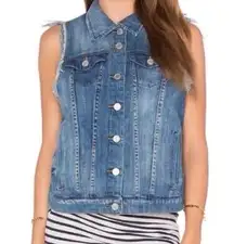 Blank NYC Distressed Sleeveless Denim Button Down Vest Size Medium EUC