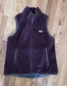 L.L.Bean  Womens Vest L Purple / Plum Deep Mountain Pile Fleece Sherpa Vest