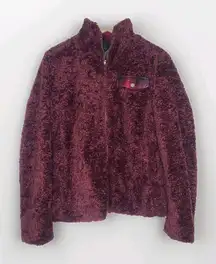 Pendleton Womens Deep Red Sherpa‎ Fleece Full Zip Jacket Coat Size M