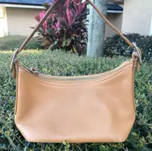 Vintage Leather Coach  Demi 9844 Tan Hobo Baguette Swing Bag