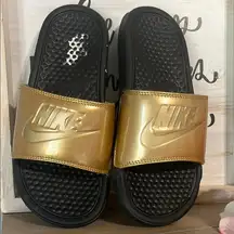 Nike Gold Slide Sandals Womens 6